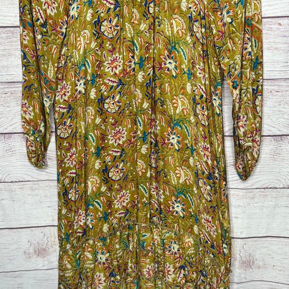 Tolani Fall Floral Boho Trendy 3/4 Sleeve 100% Silk Luxury Mini Dress Size Small - Picture 5 of 11